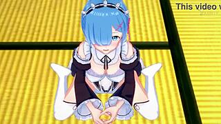 Rem guides your handjob in romantic setting