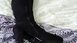 Those Boots Mala Dvojka with Small Tits and Shaved Pussy