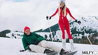 milfy ski instructor brandi tricks young stud with new moves