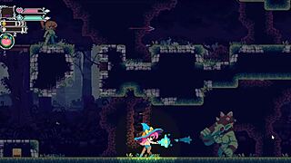 In this Flip Witch pixel hentai game ep 2, the big monster girl uses a huge sextoy