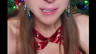 Merry Christmas Cum Watch Sexy Milf Nikki Sucking Big Pink Dildo