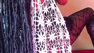 18-Year-Old Ebony Stripped and Banged Hard in Her Stockings