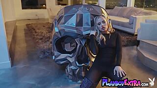 petite inked blondie anna claire clouds poses naked in sexy boots