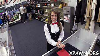 Hawt Doxy Fucks Hard in Shop with Wet Tight Pussy