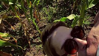 helping my twink buddy in the cornfield got real steamy! 😜