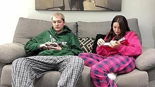 Step Brother Jerks Off Beside Step Sister in Dorm Until She Gives Handjob