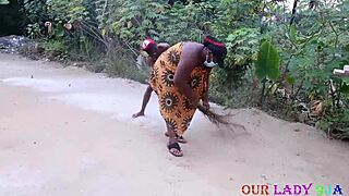 bbw big ass african lady got pounded hardcore outdoors by local bbc man, damn!