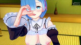 Rem guides your handjob in romantic setting