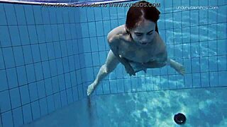 Damn! Striped Swimsuit Teen Anna Netrebko Shows Small Tits in Action!