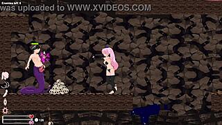 Playing futa hentai game in anime style