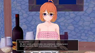 Hentai game with a hot girl with big nipples and a deepthroat blowjob