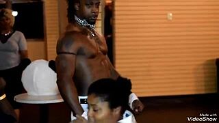 male strippers prove they're not gay with ebony bbw milf