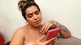 does this blonde hottie give her pussy to husband's friend while he's at work?