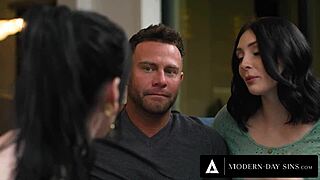 pregnant wife pushes husband seth gamble to bang instructor anna de ville in wild quickie