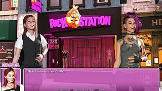 In the summer city, a hot smoking emo teen with tattoos meets in a cartoon hentai game.