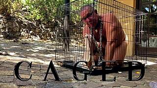 Dominatrix mistress april oversees discipline in the prison aisle