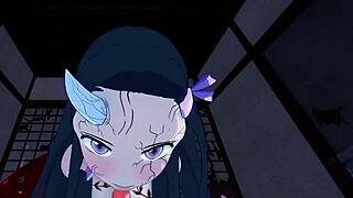3D animated porn with Nezuko and Daki in action