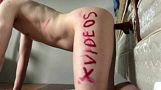 Beautiful shemale gets deep anal penetration with a black dildo