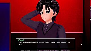 Hentai game with a hot girl with big nipples and a deepthroat blowjob