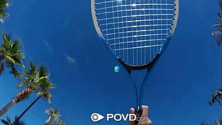 Anissa Kate enjoys backyard badminton massage