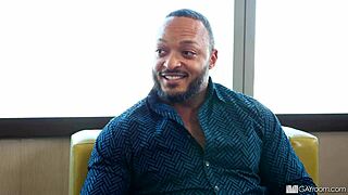 In the shower, a black cock stretches Adrian’s ass wide open for intense action.