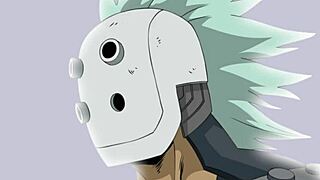 Two petite teens gagging on muscular bodybuilders' monster cocks in my hero academia hentai gangbang