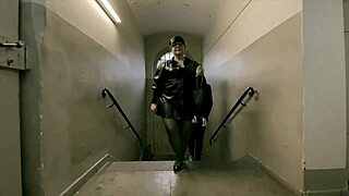 Dominatrix mistress april oversees discipline in the prison aisle