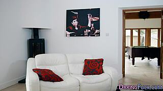 Cute European babe gets jizzed on face after hardcore pounding with big cock