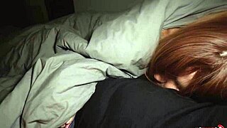 stepmom and stepson share a bed, stepmom sucks and fucks him