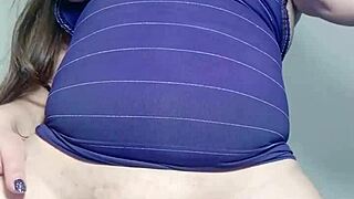 Hey, my unsatisfied neighbor masturbates for me, then we fuck bareback with cum inside.