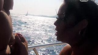 European slut enjoys outdoor boat sex with big tits