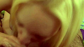 Does this blonde suck cock so well