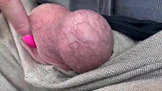 Balls Fetish Play By Hand While Driving On Highway