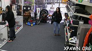 Hardcore store video with intense bimbo amateur and cock sucking