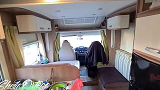 rough threesome sex in motorhome caravan with Sheila Ortega and two others