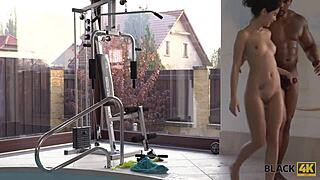 Black4k teen babe eagerly hooks up with strong black guy