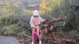 hey, outdoor masturbation near mountains leads to wet orgasm