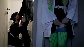 mitsuri spies tanjiro fucking shinobu in the toilet with bella hentaigirl