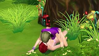 Lesbians make sex at the park with outdoor licking 😘