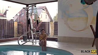 Black4k teen babe eagerly hooks up with strong black guy