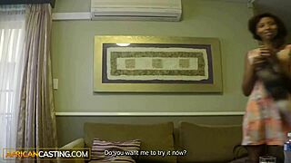 skinny black girl licking cum off white producer big dick in audition