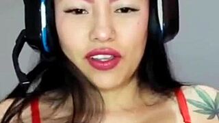 In a private chat, this brunette babe flashes and moans for her follower