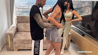 hot latinas lick and fuck their trainer's pussy.