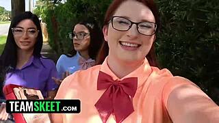 nerds no more with teamskeet classics. teen slut teases and rides cowgirl on sex tape.
