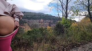 hey, outdoor masturbation near mountains leads to wet orgasm