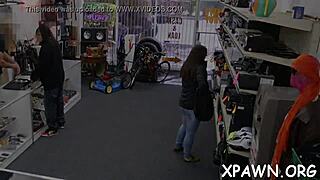 Hardcore store video with intense bimbo amateur and cock sucking