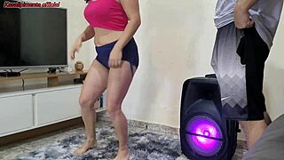 my stepdaughter dances seductively while i obsess over fucking her bareback