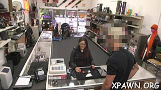 Hardcore store video with intense bimbo amateur and cock sucking