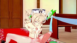 Genshin impact hentai: barbara and venti have wild sex in a church!