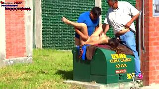 OMG, Danna Hot begs two guys for hard banging on the street! They pound her big ass in public, part 3. 😱